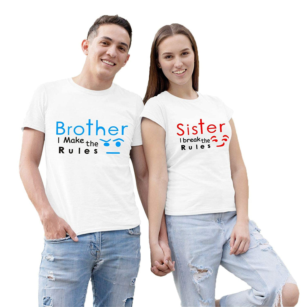 Break Rules Printed Tshirt for Siblings