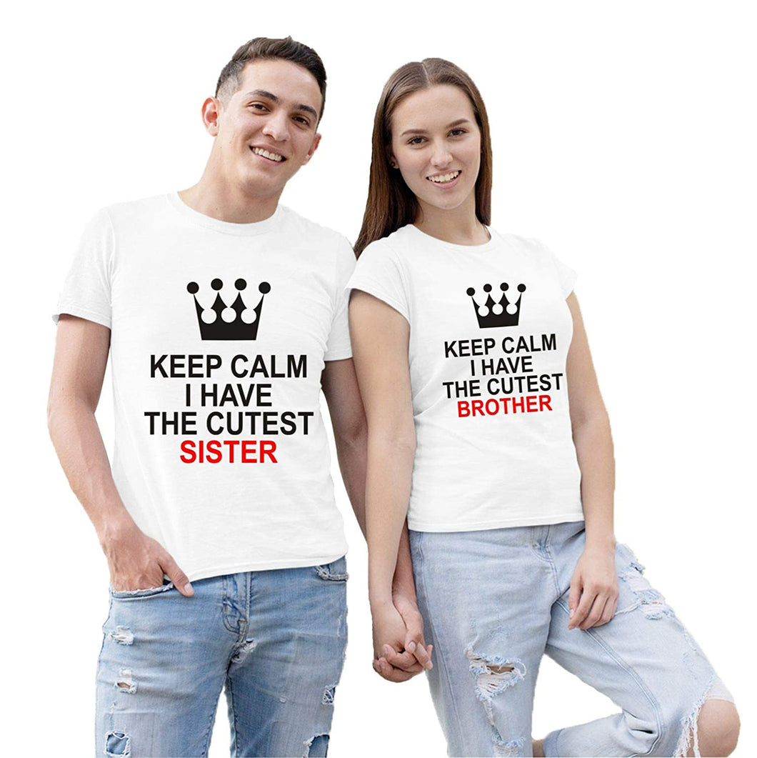 Cutest Brother & Sister Printed Tshirt for Siblings