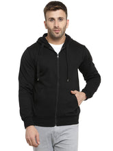 Load image into Gallery viewer, Cotton Fleece Plain Basic Hoody with Zip For Men
