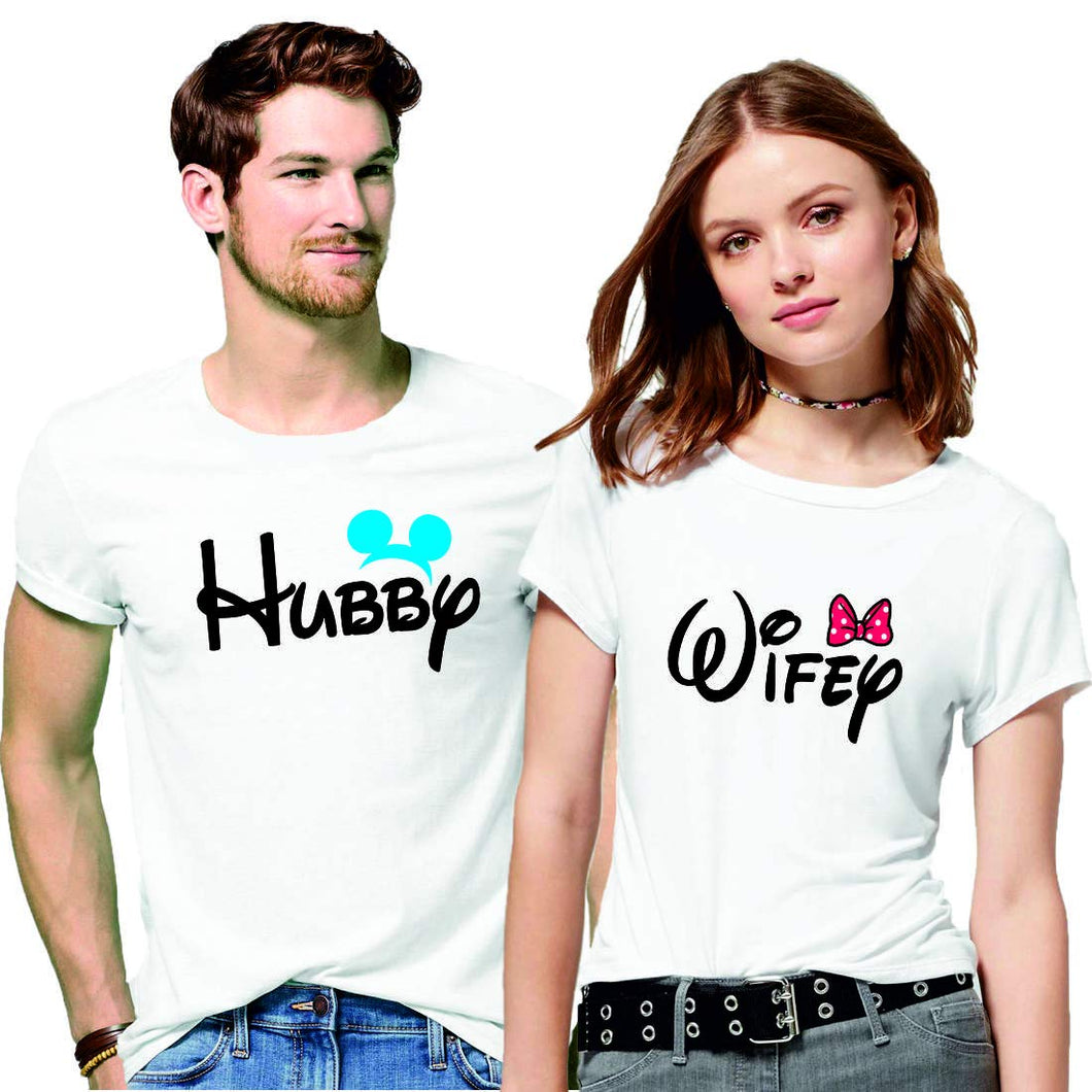 Hubby & Wifey Couple Cotton Tshirt